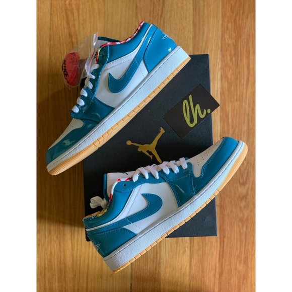 Size 10 Air Jordan 1 Low "Barcelona Cyber Teal" - Picture 5 of 5